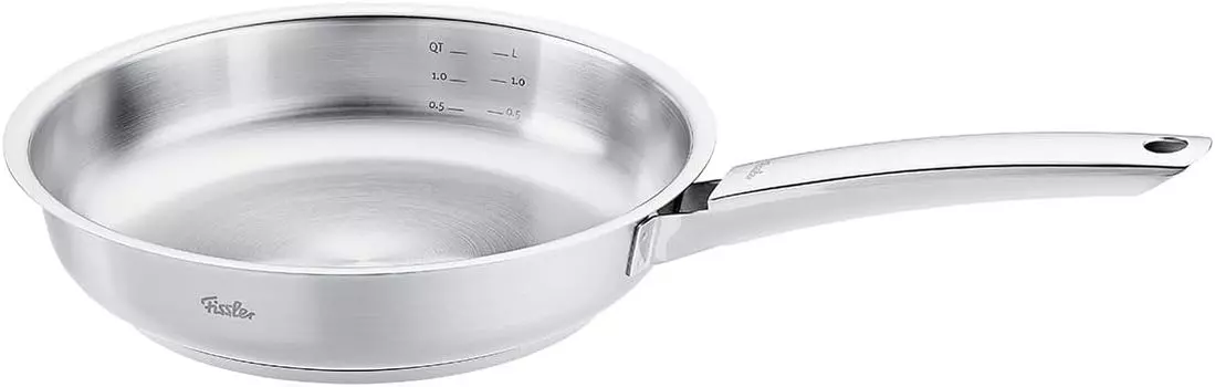 Сковорода Fissler 24 см Pure Collection совместима с газом и пригодна для использования в духовке. Вся нержавеющая сталь, произведена в Германии. Японский серебряный огонь/IH [Авторизованный продукт] серебряный