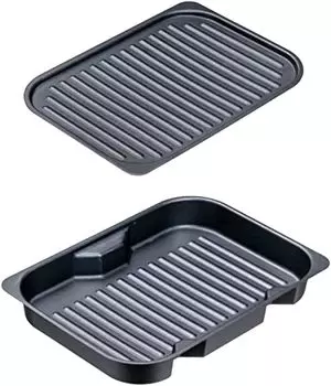 Сковорода-гриль Ishigaki, черная, ширина 18 x глубина, набор мелкой пластины Grill Master, волновая пластина, набор тарелок с рецептом, тостер, решетка для рыбы на гриле, можно мыть в посудомоечной машине 4207