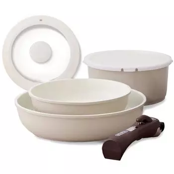 Сковорода Iris Ohyama Ceramic Color Pan со съемной ручкой, набор из 6 предметов Теплопроводность для быстрого приготовления Выпечка получается пышной и сочной