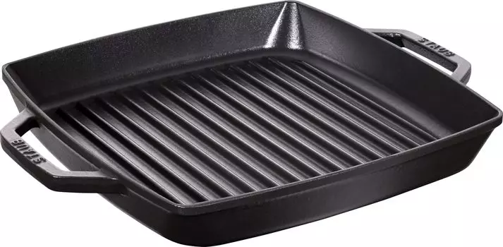 Сковорода Staub Grill Square Black, совместимая с японским грилем Pure 28 см , сковорода, ручки, металл, эмаль, [Авторизованный продукт] и чёрный