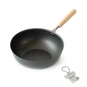 Сковорода Takumi Itame Pot Nano с тиснением 23 см, совместимая с газовым оборудованием, произведена в Японии, оригинальный тип, в комплект входит открывалка для консервных банок J-kitchens Футболка