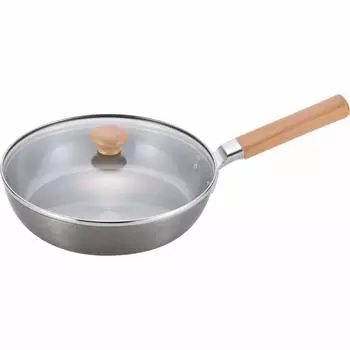 Сковорода Wahei Freiz Tsubame Sanjo Iron 24 см IH-совместимая с газом с крышкой и деревянной ручкой, сделано в Японии Chitose Chitose CS-011 серебряный
