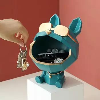 Скульптура из смолы для собак, классная статуэтка животного с большой пастью и ящиком для хранения ключей, статуэтка собаки, украшение, подарок