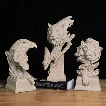Скульптура животного, украшение льва из песчаника, креативное украшение, мягкое украшение, украшение ручной работы для кабинета и гостиной