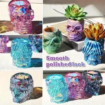 Skull Silicone Mold, Handmade 3D Skull Resin Molds, DIY Craft Molds for Aromatherapy, DIY Crafts Flowers Skull Candle Mold Desktop Decoration 1