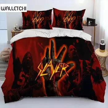 Slayer Heavy Metal Band Music Comforter Bedding Set,Duvet Cover Bed Set Quilt Cover Pillowcase,King Queen Size Bedding Set Gift 70x133cm 2pcs
