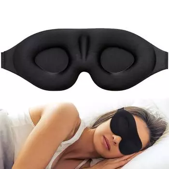 Sleep Mask, 3D Contour Cup Sleep Mask and Eye Mask, Concave Molded Night Sleep Mask, Light Blocking, Soft and Comfortable Eye Mask, Black