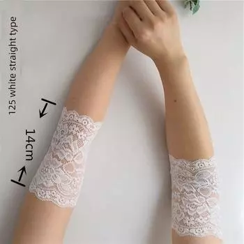 Sleeve Keep Warm in Spring and Autumn Skin Color in Lace Elbow Sleeve Scar Covering Sun Protection Ice Sleeve Women s Hand Sleeve Arm Sleeve Elbow Pad White(No. 125 a pair of straight tube type) XXL