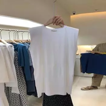 Sleeveless T-shirt for Women In Summer New Korean Loose Versatile Student Top Solid Color Vest Women s Clothing M