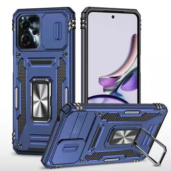 Сдвижной защитный чехол для камеры Moto G13 G53 G73 G23 G 5G 2023 Stylus Power Play G32 G22 E22 Edge 30 Pro Armor Hybrid Ring Cover For Moto G13 чёрный
