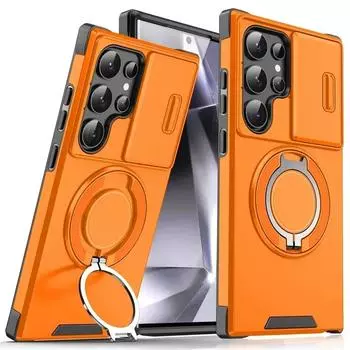 Slide Camera Protection Magnetic Stand Phone Case for Samsung S25 S24 S23 S21 S22 Ultra Plus FE A14 A13 A25 A17 Defender Cover For Samsung S25