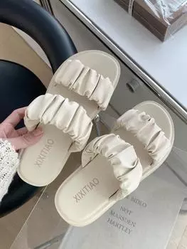 Slides Thick Home Shoes for Women 2024 Sandals Platform White Summer Indoor House Woman Slippers Sale Waterproof Korea Style 35