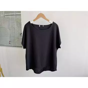 Slight Flaw Summer Clothing New Solid Short sleeve T-shirt Korean Style Loose Slimming Comfortable and Versatile Casual Bottoming Shirt H2 Black 3L