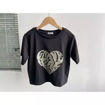 Slight Flaw Summer Eye-Catching Simple Letters Loose Fashion Short sleeve T-shirt All-Match Slim fit Slimming Gyaru Y10 Black 1 M