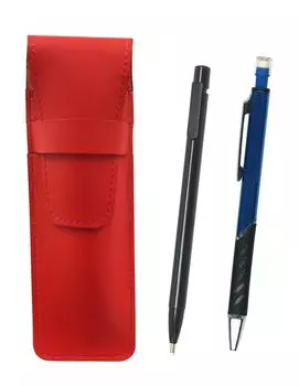 Slim cowhide pencil case black and metal color mechanical blue red, extra-fine knock-type eraser, pencil, ASRER15B-SI2067SP-L