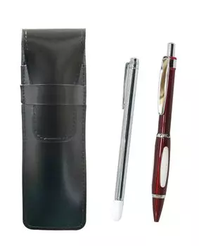 Slim cowhide pencil case black metal indicator stick and metal scorpion shocking ballpoint pen set red ASB-701S-B989A-R