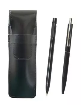 Slim cowhide pencil case eraser black and AP150 1965 reprint ladies mechanical pencil set with metal black black, extra-fine knock-type edition,