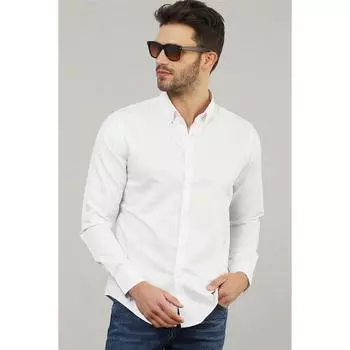 Slim Fit с длинным рукавом и воротником на пуговицах, хлопковая простая мужская рубашка с легким утюгом