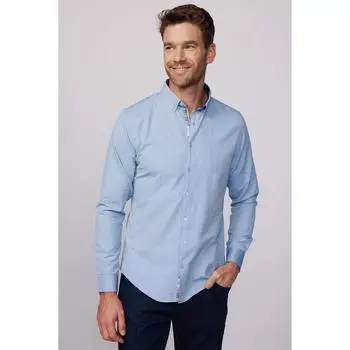 Slim Fit с длинным рукавом и воротником на пуговицах, хлопковая простая мужская рубашка с легким утюгом