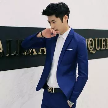 Slim Mens Formal Fit One Button Suit Blazer Business Coat Jacket Casual Tops 2XL