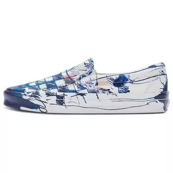Слипоны Vans Connor Tingley x OG Classic Slip-On LX Checkerboard — белые синие кроссовки унисекс True-White VN0A45JK61P 41
