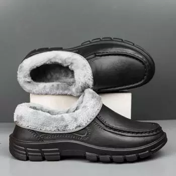 Slippers For Home Man Winter Plus Cotton Keep Warm Men s Casual Shoes Outdoor Driving Kitchen Water Proof Soft Popular Model 39 чёрный