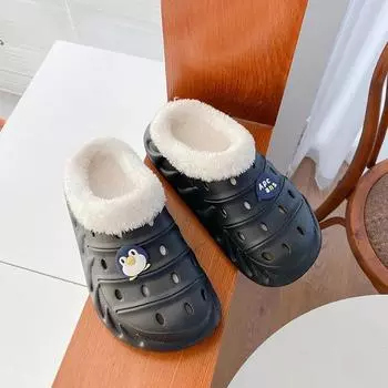 Slippers for Home Man Winter Plus Cotton Anti-slip Couple s Slipper Fashion Cute Platform Trendy All-match Men s Shoes Main Push 36 чёрный