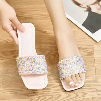 Slippers for Home Woman Shoes Summer Flat Sandals Casual Low and Elegant Womens Comfortable Hot Cheap Products and 36 розовый