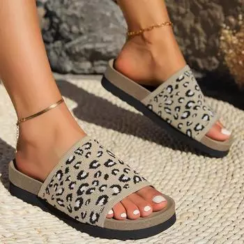 Slippers for Woman Summer Home Bedroom Flat Platform Shoes Casual Comfortable Fashion Cheap Products and 35 хаки