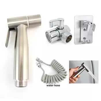 Sliver Hand Toilet bicet Sprayer set kit Нержавеющая сталь 2м 3м водопроводный шланг клапан самоочищающийся Hand Faucet wc bathroom Shower Head A