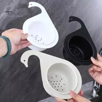 Сливная корзина для кухонной раковины Swan Drain Rack Универсальная простая установка Многофункциональная кухонная треугольная мойка Фильтр для сливной корзины Swan Drain Rack чёрный