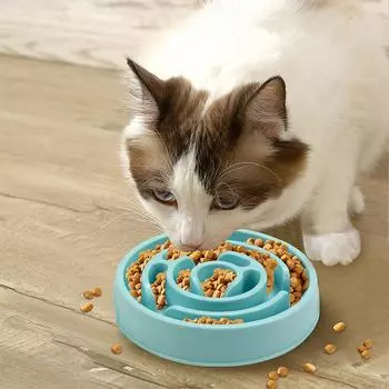 Slow Food Bowl For Pets, Neck And Choking Food For Pets, Suitable For Pet Cats And Dogs, Easy to Clean And Very Durable синий