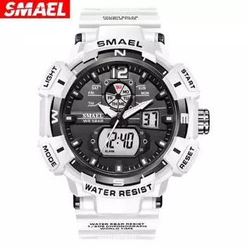 SMAEL Cool Unisex противоударные многофункциональные водонепроницаемые спортивные электронные кварцевые часы с двойным дисплеем красный