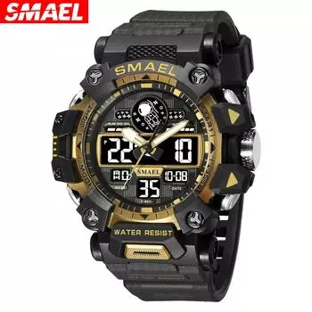 SMAEL мужские часы спортивные лучший бренд класса люкс двойной дисплей кварцевые часы мужские военные спортивные водонепроницаемые часы цифровые электронные часы 8078 NO Package чёрный