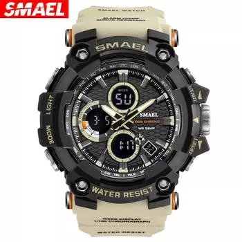SMAEL Watch Мужские спортивные повседневные водонепроницаемые многофункциональные электронные часы чёрный