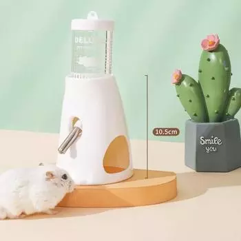 Small Animal Plastic Water Bottle with Stand Holder 2.7 oz No Drip Waterer for Hamster Guinea Pig Rabbit