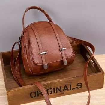 Small Bag Fashion Retro Crossbody Bag Mobile Phone Bag Soft Leather Multi-layer Shoulder Bag Wallet чёрный
