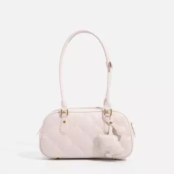 Small Fragrant Korean Version of Ringer Boston Bag Sweet Autumn Milk Tea Color Handbag Single Shoulder Crossbody Bag Bag Woman