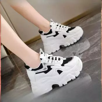 Small Height-increasing Shoes, Children s New Summer Thin Breathable Thick-soled White Shoes, Thin and Tall Dad Shoes 35 чёрный