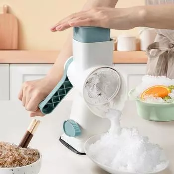 Small Household Ice Crusher Stainless Steel Blade Manual Hand Type Kitchen Ice Sand Shaver Portable Antislip Smoothie Machine белый