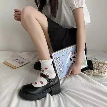 Small leather shoes women s British high-heeled lolita shoes 2025 spring new jk shoes platform thick-heeled single shoes Mary Jane shoes 35