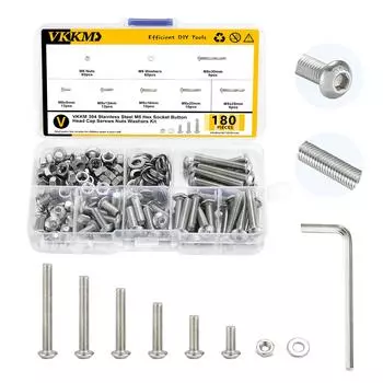 Small Metric Screws Suitable for 3D Printer DIY, 400 Pcs M3 Screw and Nut Assortment Hex Socket Head Cap, 12.9 Grade Alloy Steel