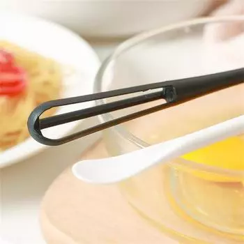 Small Mini Plastic Whisk Mixer Hand Egg Beater Stirrer Baking Tool Double Head Mini Whisk With Small Spoon Kitchen Tools чёрный