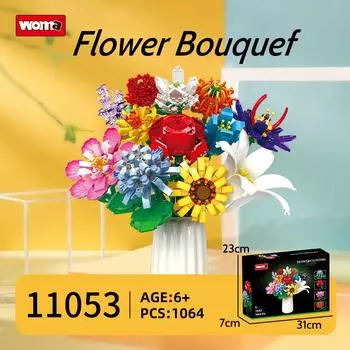 Small Particle Building Block Mosaic Bouquet Creative Assembly Home And Daily Necessities Ornament Toy