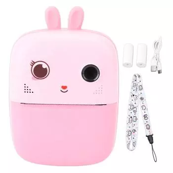 Small Print Camera 1080P 80MP Micro Portable 2 Cameras Instant Black White Photo Printing Pink розовый