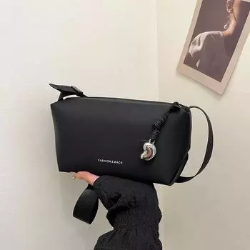 Small square bag women s new trendy fashion casual women s cloth bag shoulder bag versatile simple messenger bag чёрный