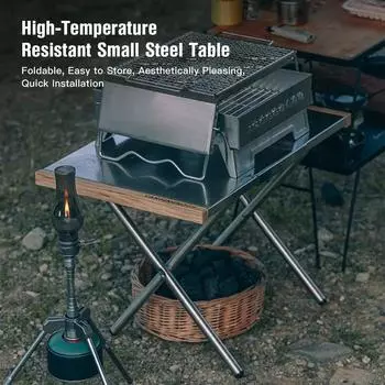 Small Steel Table Easy to Store High-Temperature Resistant Pleasing Quick Installation Stainless Steel Tabletop Foldable