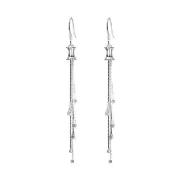 Small Waist Fringed Earrings, Simple Temperament, Cold, New Light Luxury Chain, Ear Hook Square Zircon Earrings. Copper