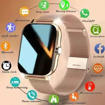 Смарт-часы для мужчин и женщин, подарок для Xiaomi, спортивные часы для фитнеса с полным сенсорным экраном, цифровые умные часы BT Call, наручные часы, новинка 2024 года silicone чёрный
