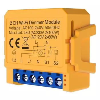 Smart Dimmer Switch Module Works With Alexa Google Home (WiFi 2 Gang) QDE